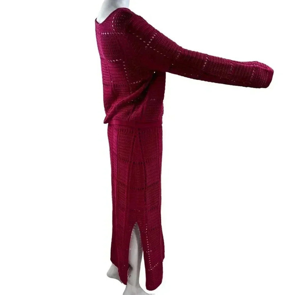 NWT Ultra Pink 2 piece Set Sm Crochet Sweater and Maxi Skirt Beachy Barbiecore - Picture 7 of 16